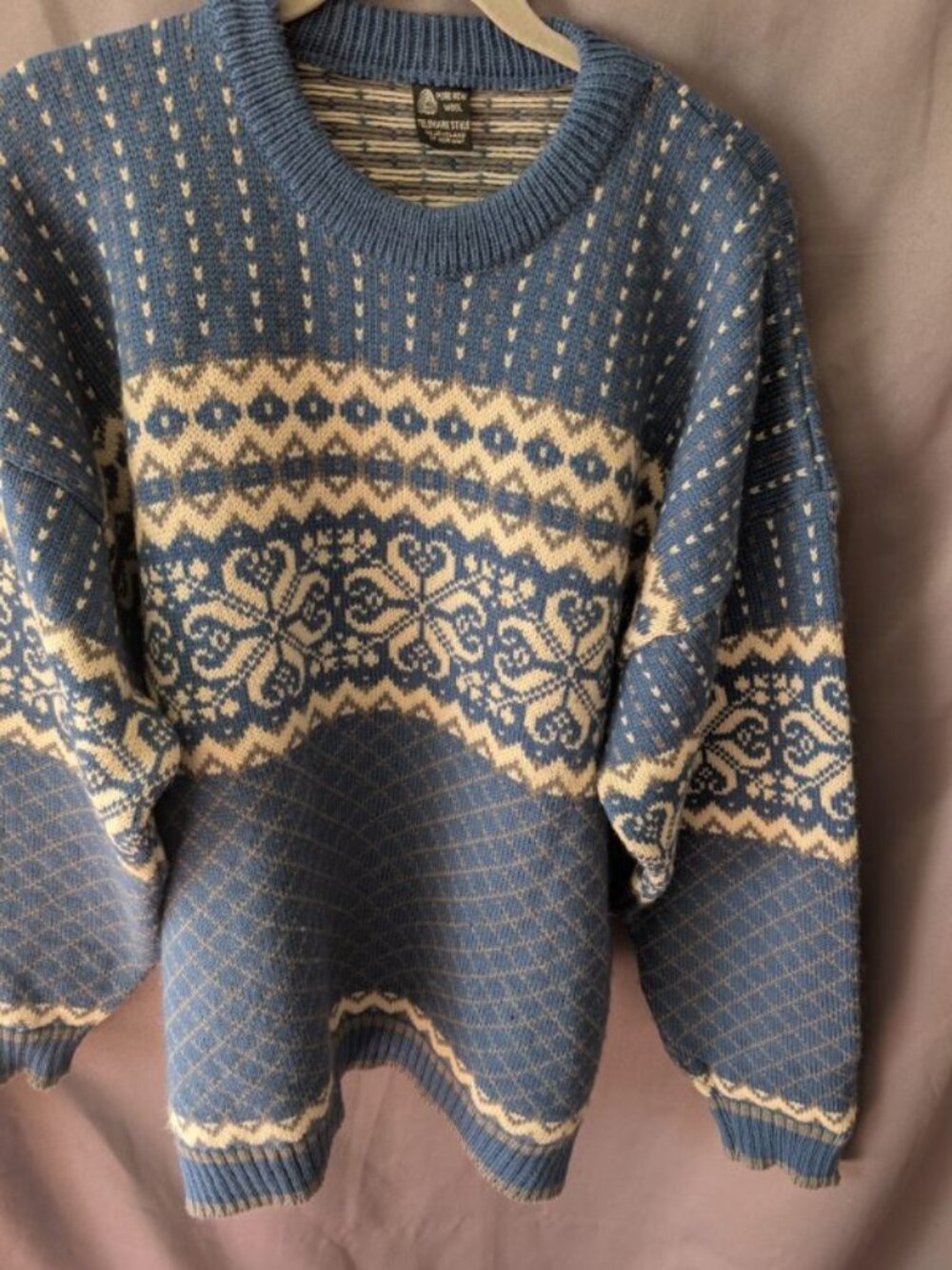 Vintage Skjaeveland Pure New Wool Telemark Unisex Sweater Size XL